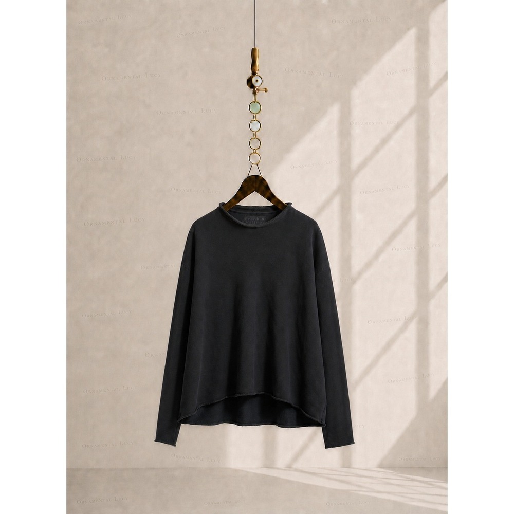 Frank & Eileen Effie Long Sleeve Funnel Neck Capelet Triple Fleece Navy Black L